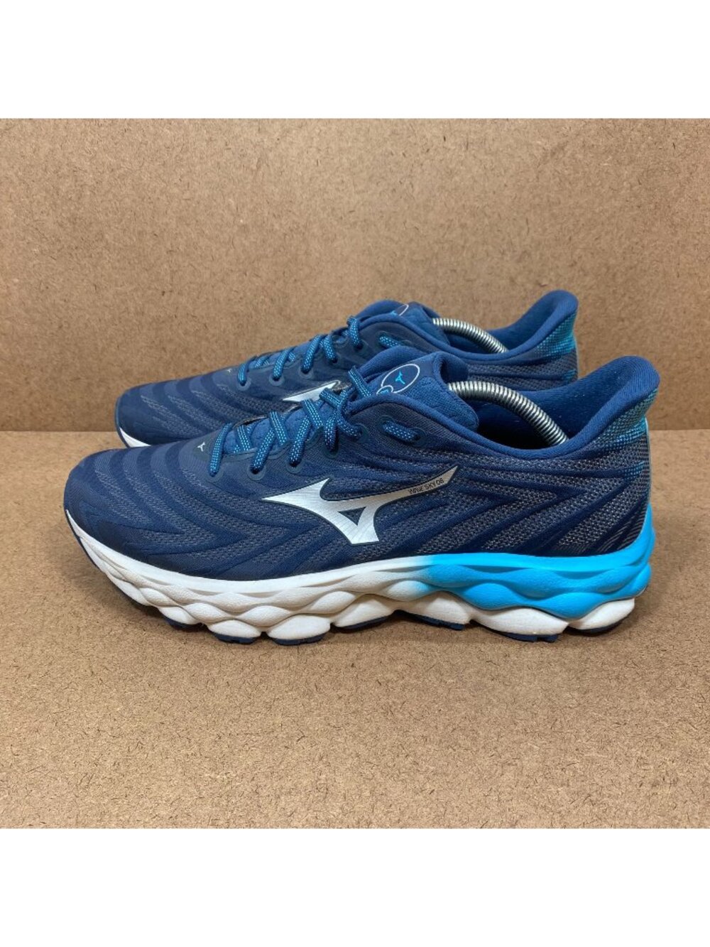 Mizuno Mens Wave Sky 8 Running Shoes Blue Wing Teal/Silver Sneakers Size 11
